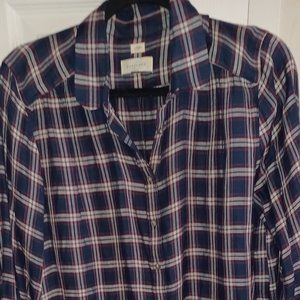 LOFT PLAID BLOUSE